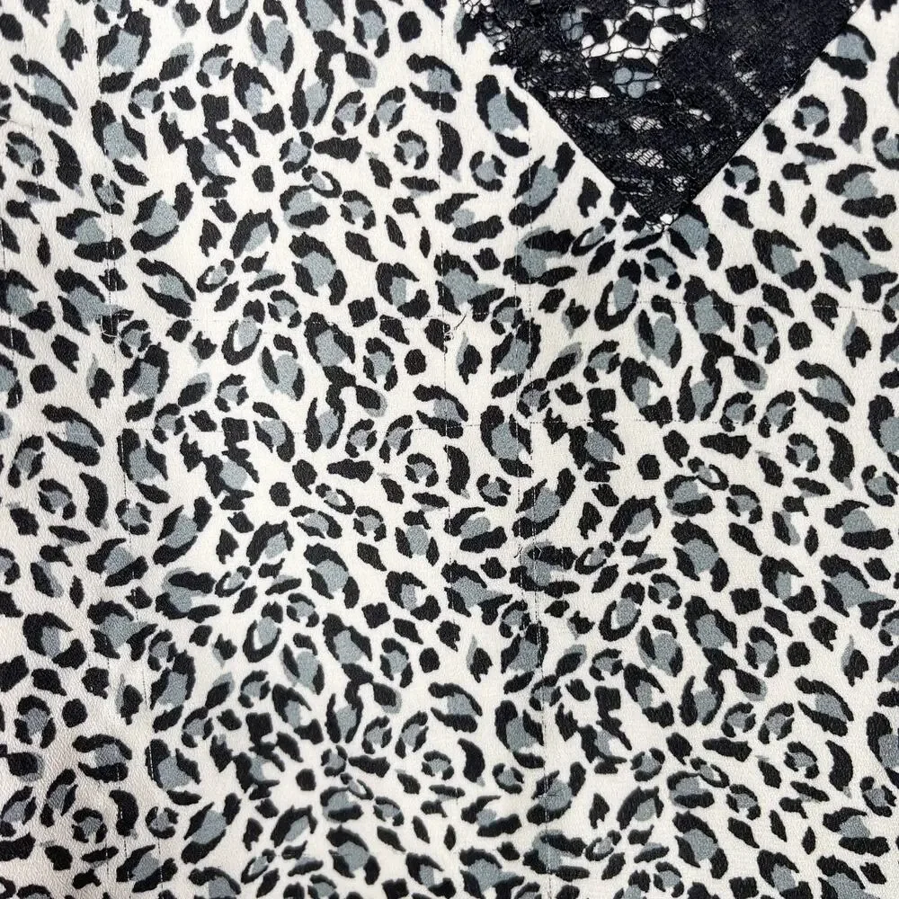 Socialite Small S Cream Black Leopard Animal Print Lace V Neck Camisole Tank Top